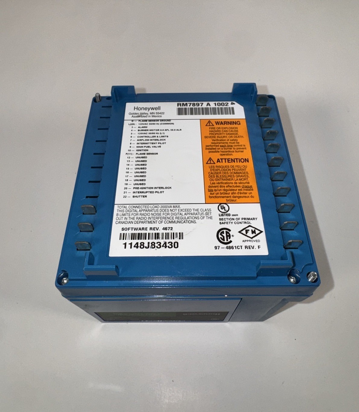 Honeywell RM7897A1002 Burner Controller RM7897 A 1002