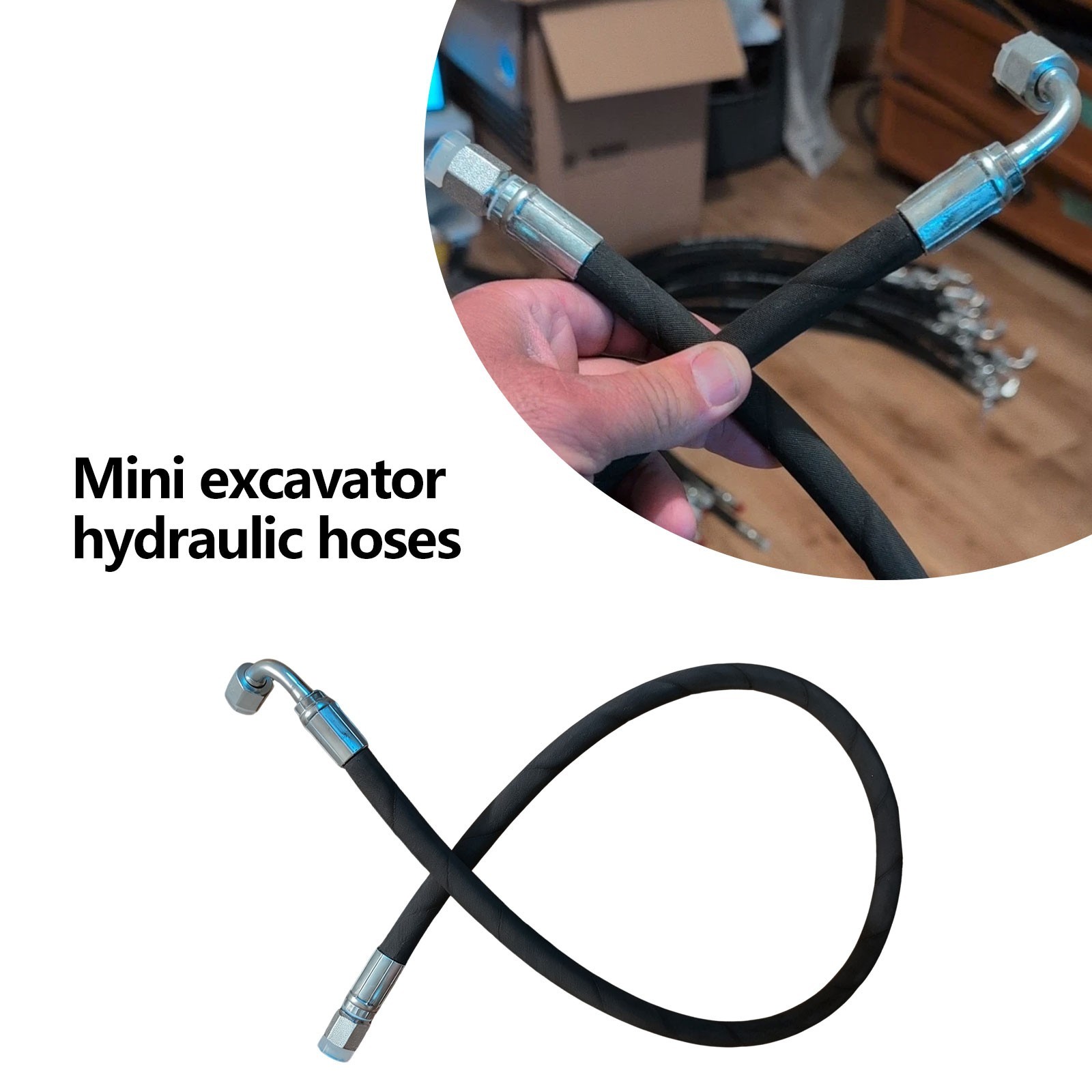 Agt Miva Chinese Mini Excavator Hydraulic Hose M14x1.5 X 36″ One End 90° One Str