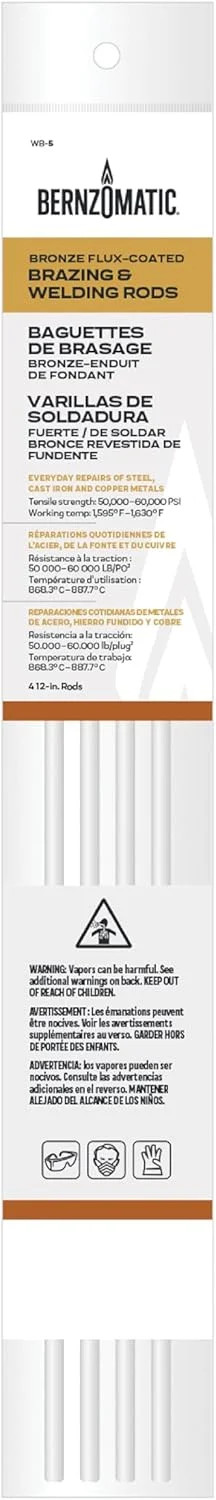 Bernzomatic® Bronze Flux-Coated Brazing and Welding Rods – Four 12 inch Rods for