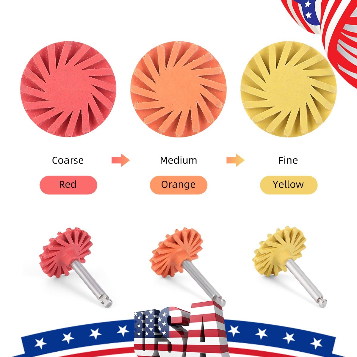 6Pc Dental Polishing Wheel Discs Kit RA 2.35mm for Composite Ceramic Polishing