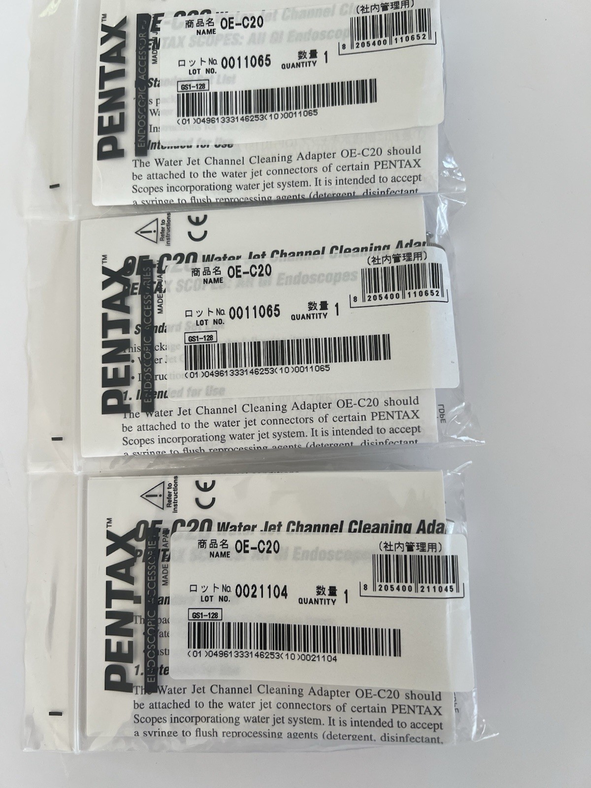 Three New Pentax OE-C20 Water Jet Cleaning Channel Adapter