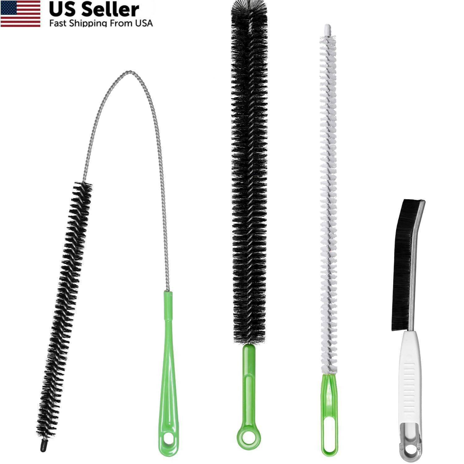 4pcs Flexible Cleaning Brush Set for Dryer Vents, Fridge Coils, HVAC Black