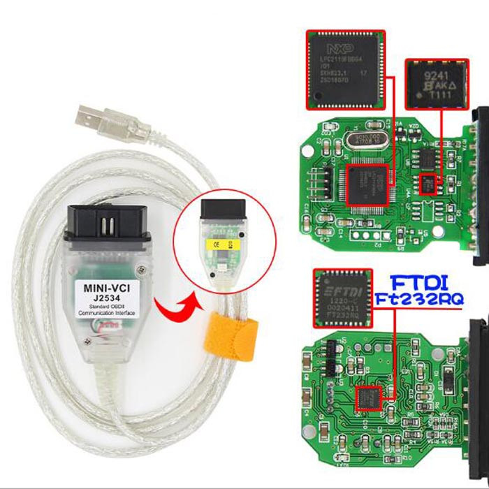 1PC MINI VCI V15.00.028 FT232RL OBD Diagnostics Cable for Toyota TIS Techstream