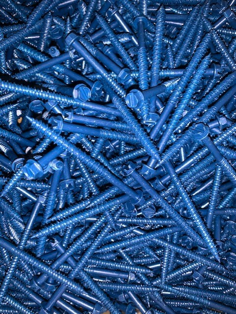 1/4″ X 3-1/4″ Hex Washer Head Masonry Concrete Screw Tap Con Anchor Blue