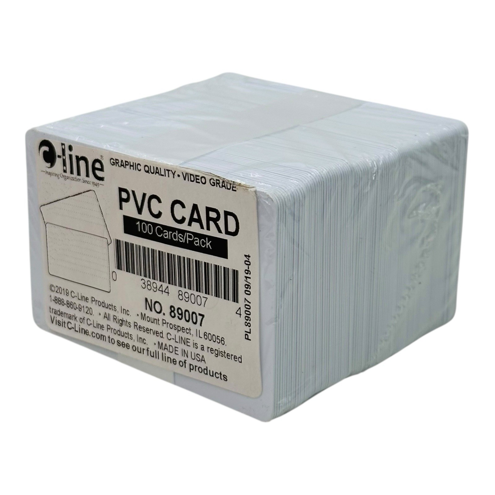 100 Count C-Line Graphics Quality Video Grade PVC Cards 2.13″ x 3.38″ White