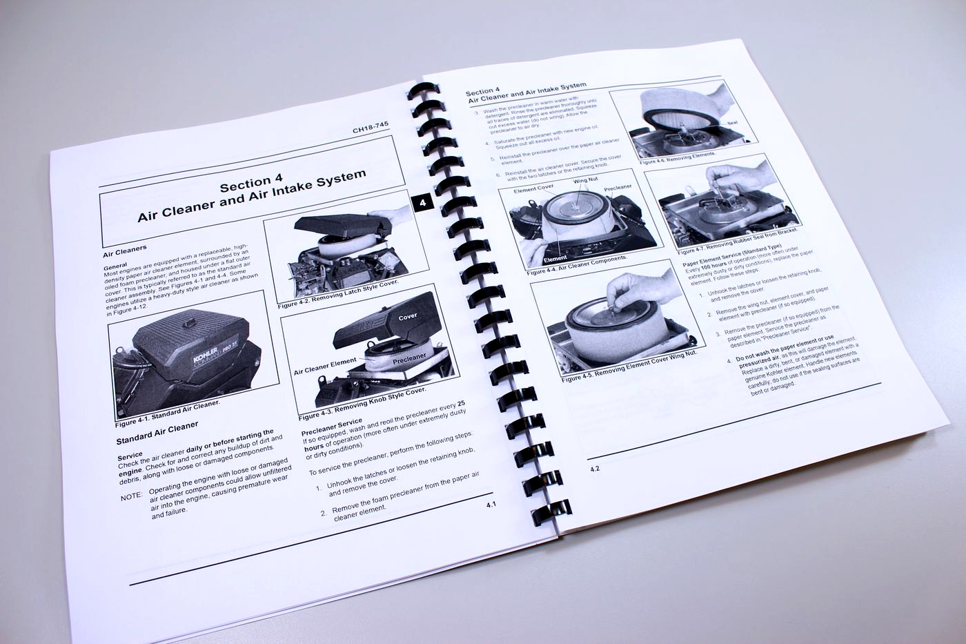 Kohler Command Pro 27 Ch18-745 Horizontal Engine Service Repair Manual Book