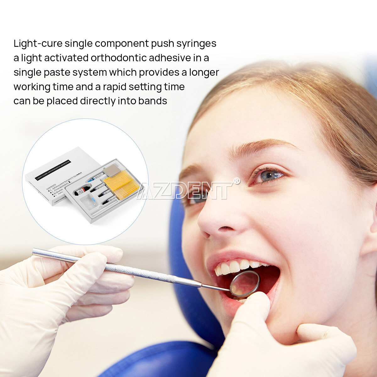 Dental Orthodontic Brackets Braces Mini Roth 022 /Light Cure Composite Resin Kit