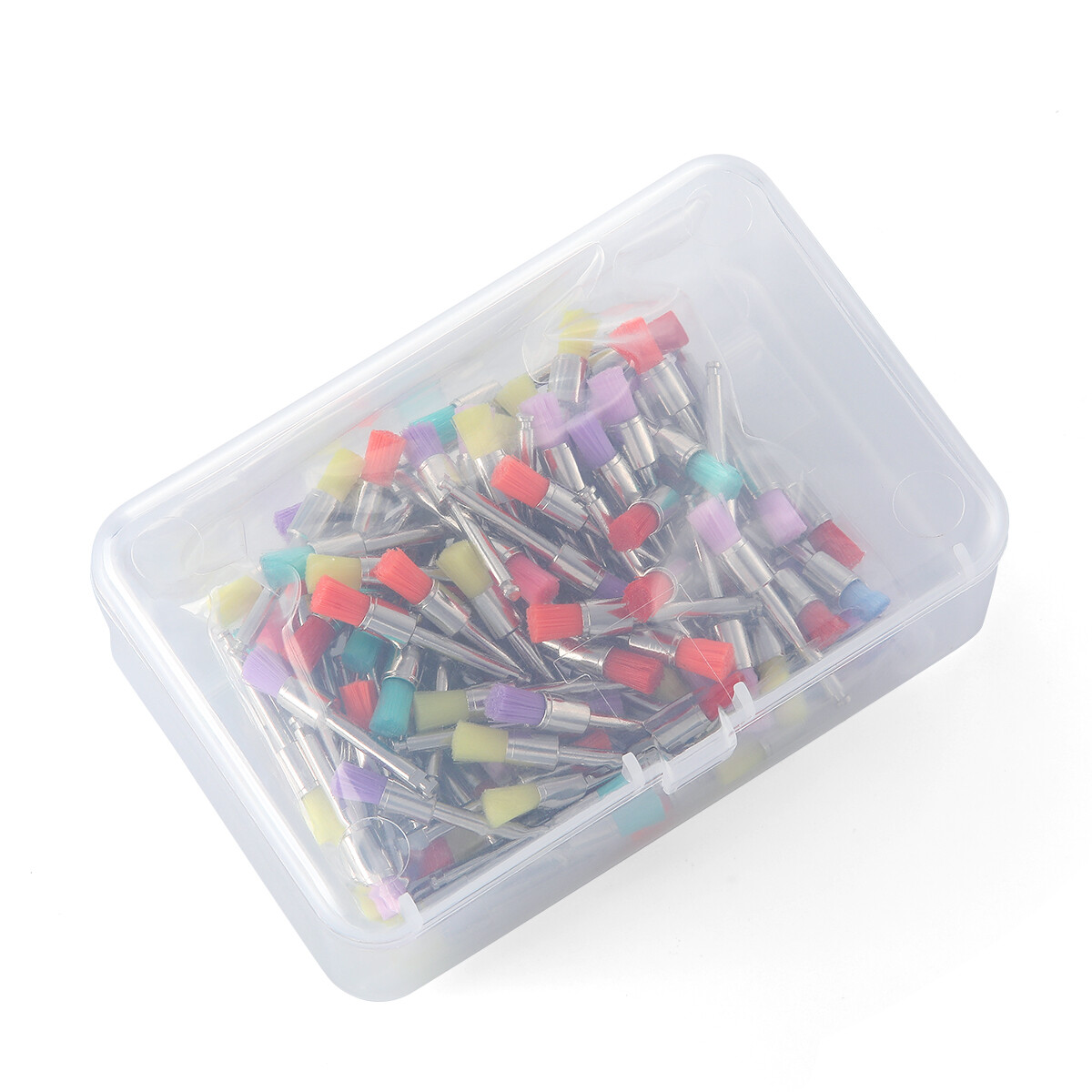 100 Brush Dental Nylon Materials Closure Latch Flat Type Rainbow Polishing Brush