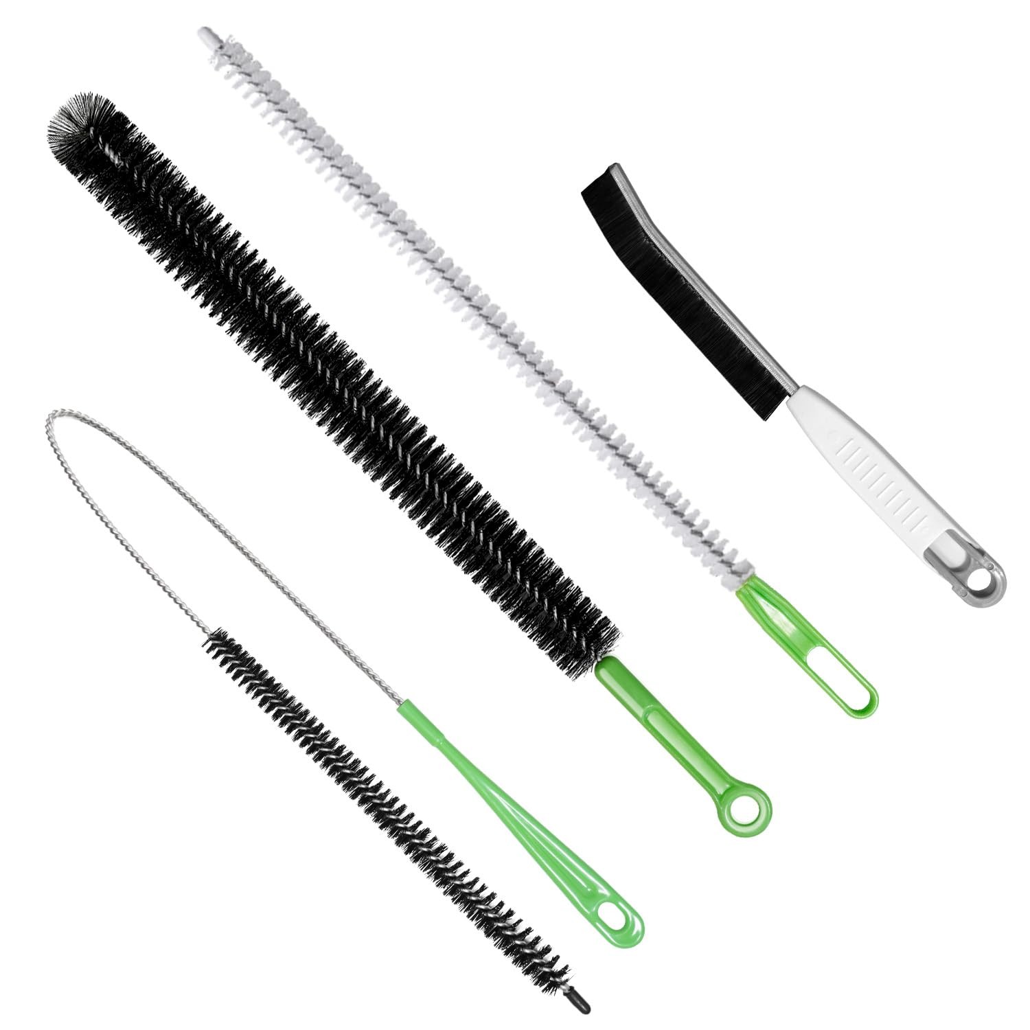 4pcs Flexible Cleaning Brush Set for Dryer Vents, Fridge Coils, HVAC Black
