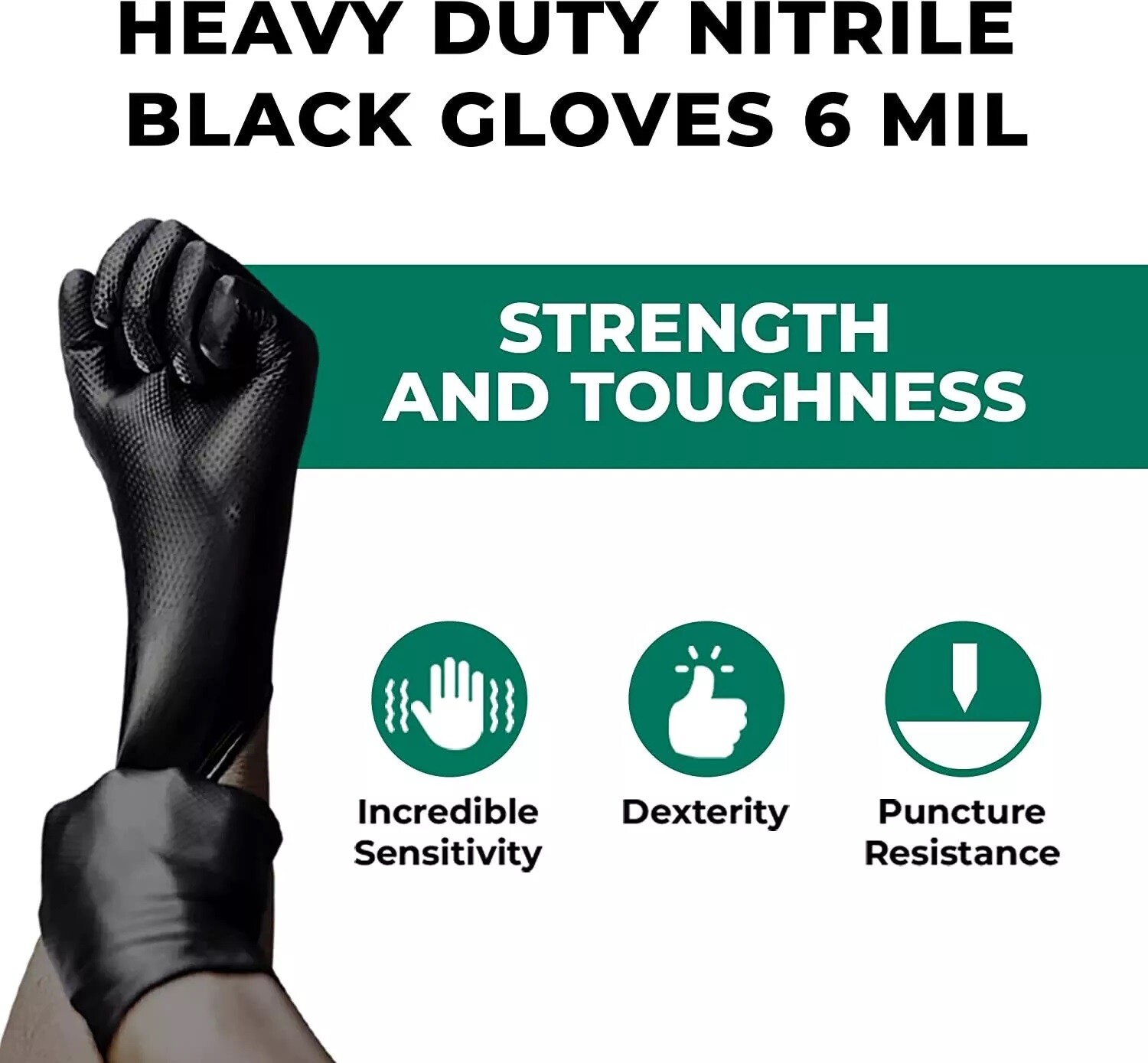 S&G Black Diamond Nitrile Gloves Powder Latex Free 6 Mil 1000pcs M/L/XL