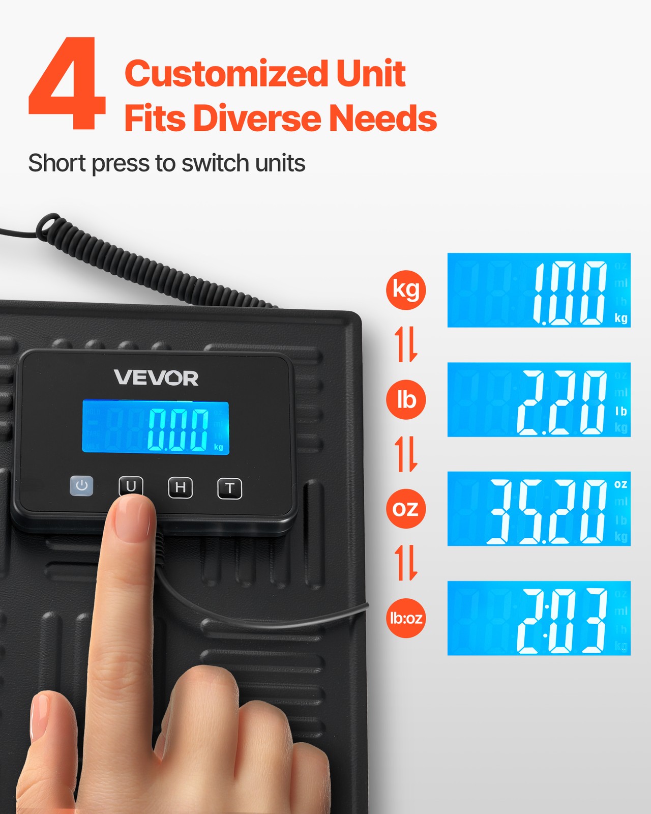 VEVOR 660 lbs Digital Postal Scale 0.7 oz/3.5 oz Dual Accuracy Shipping Scale