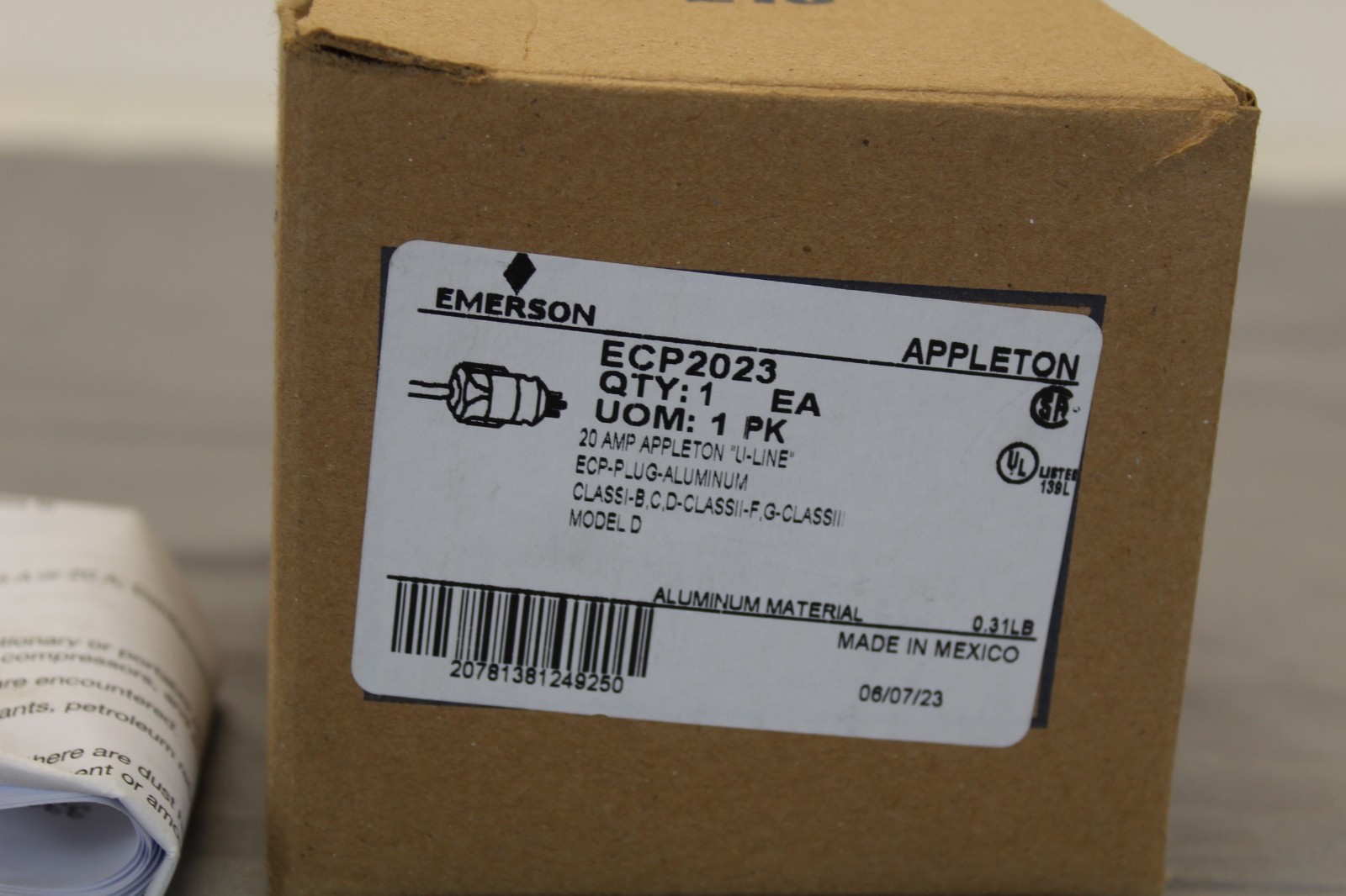 Emerson Appleton ECP2023 Aluminum 20A 125VAC hazardous location plug
