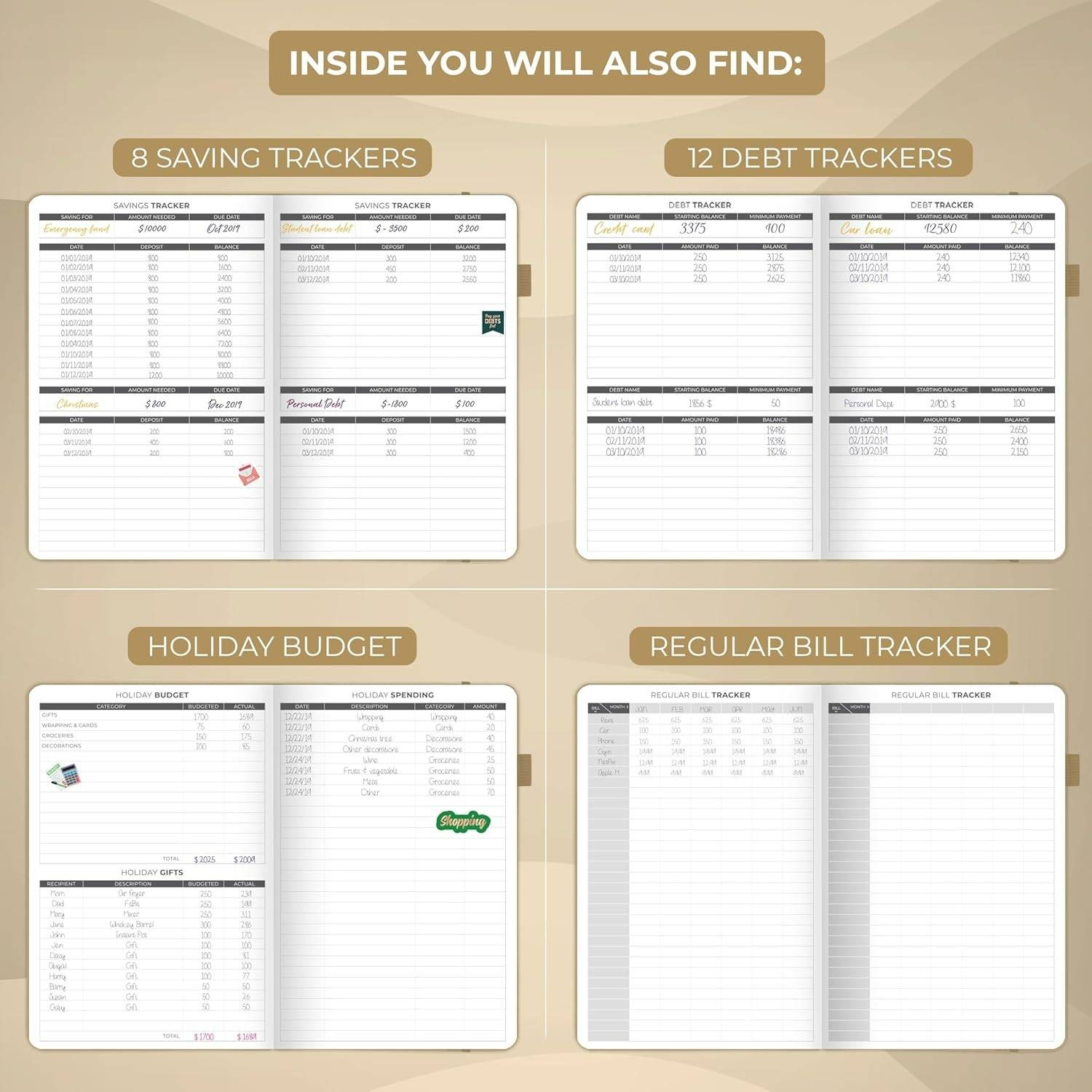 Clever Fox Budget Planner Expense Tracker Notebook in Gold