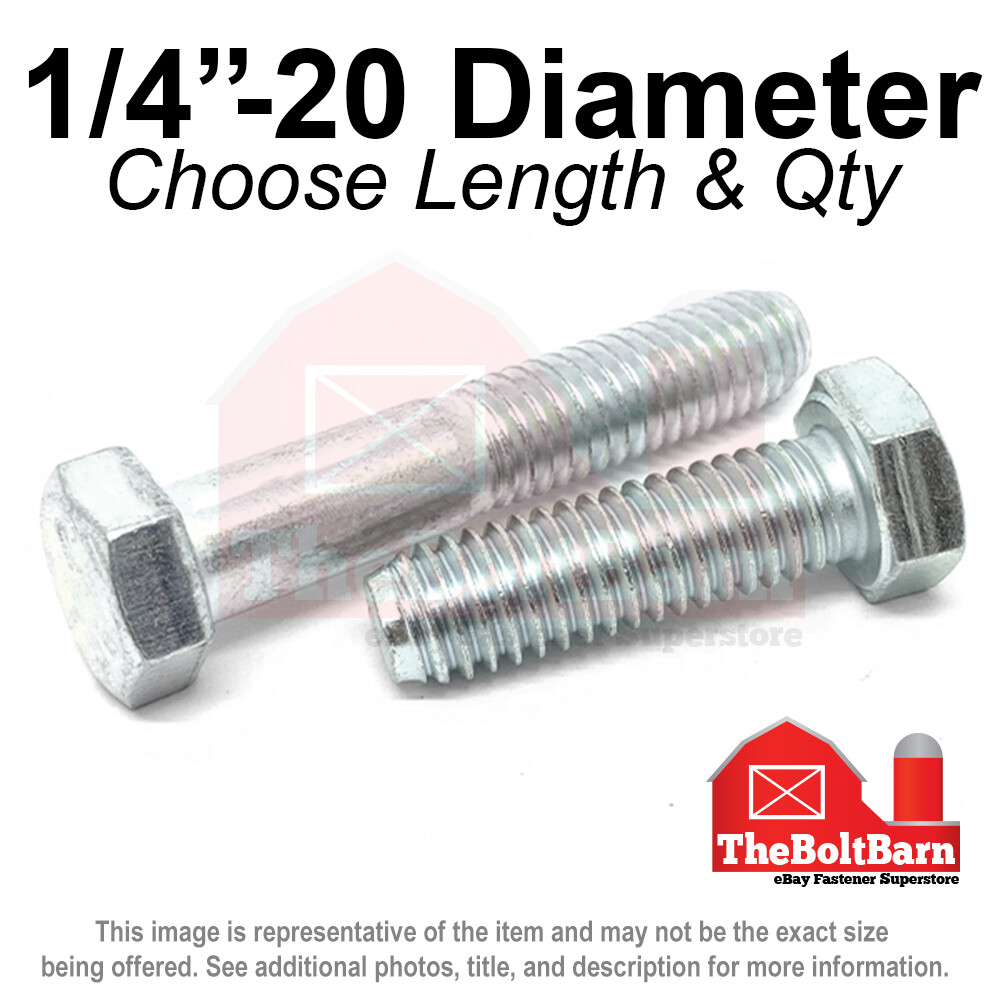 1/4″-20 Grade 5 Hex Cap Screws COARSE Thread USS Hex Bolts (Pick Length & Qty)