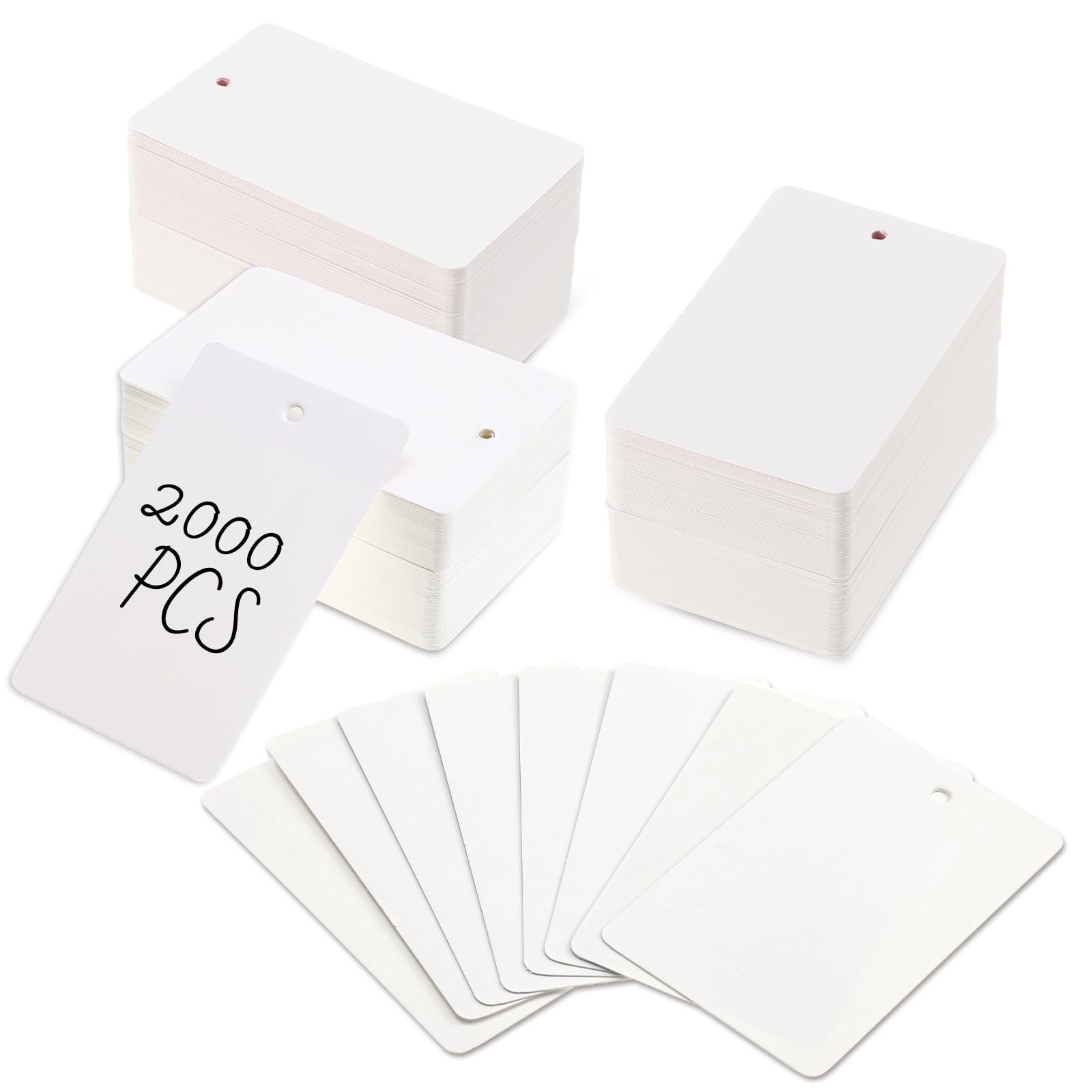 2000 PCS White Blank Unstrung Price Tags Hang Label For Retail Yard Sale
