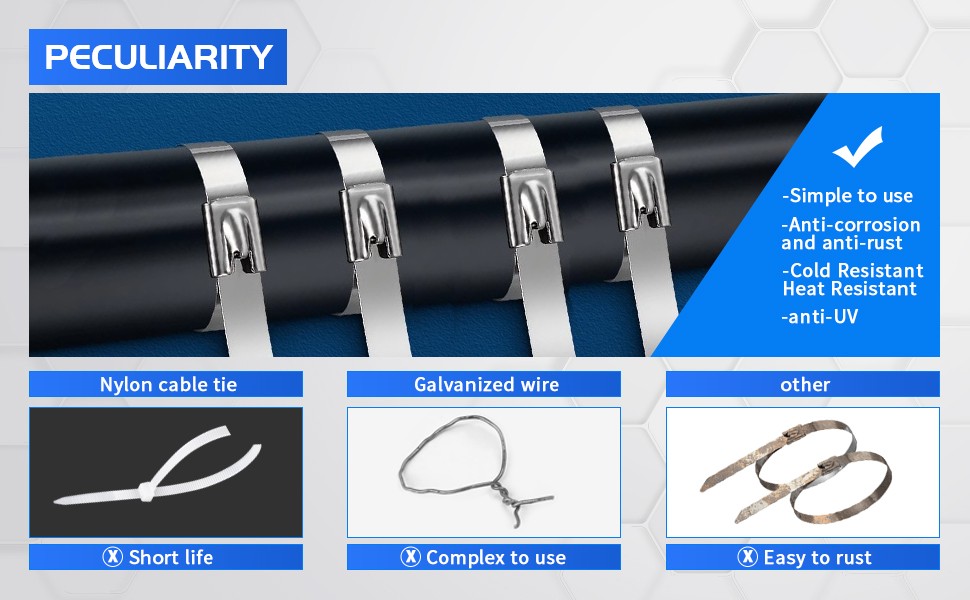 200pcs Metal Zip Ties with Stainless Steel Cable Tie Gun Special Tool For Silver