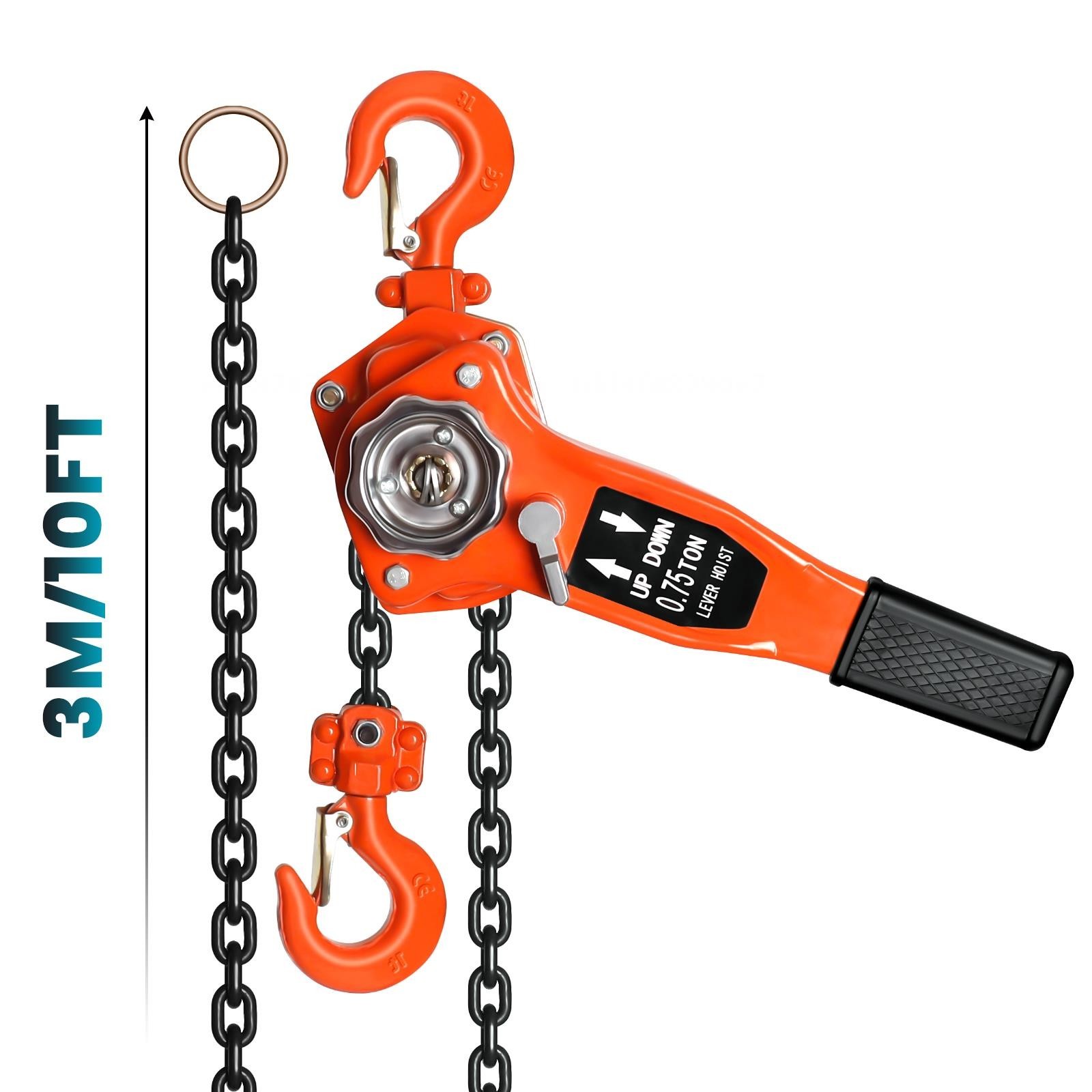 0.75T 1650LBS Manual Lever Chain Hoist 10 FT Manual Chain Hoist with G80 Chain