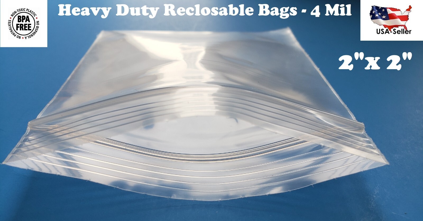 2″x 2″ Clear 4 Mil Plastic Zip Seal Bag Reclosable Top Lock 4Mil Small Baggie