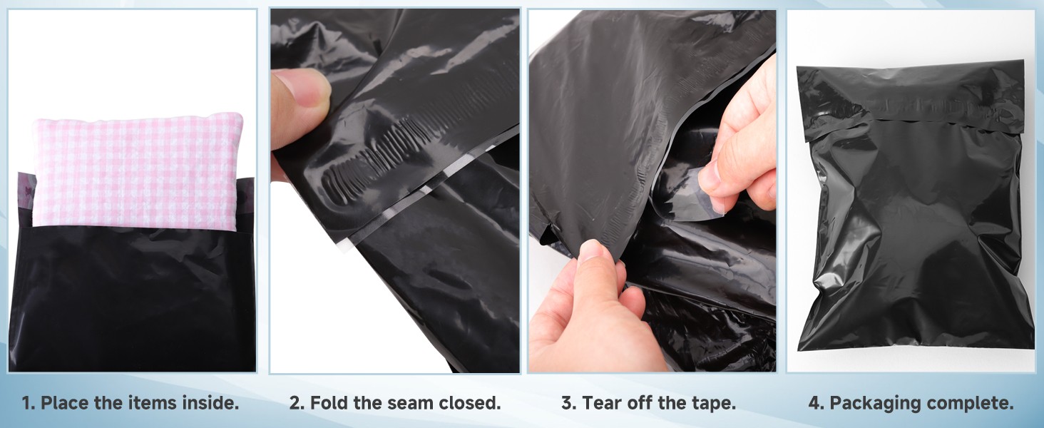 Any size Black Poly Mailers Shipping Envelopes Self Sealing Plastic Mailing Bag