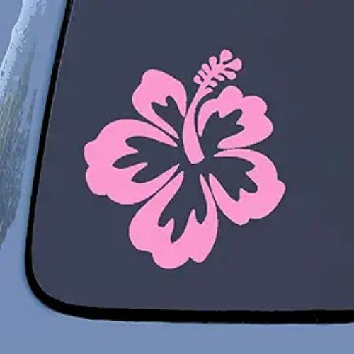 Hibiscus Flower Vinyl Decal Sticker for Cars, Trucks, Walls, Laptop in Pink, 5 x