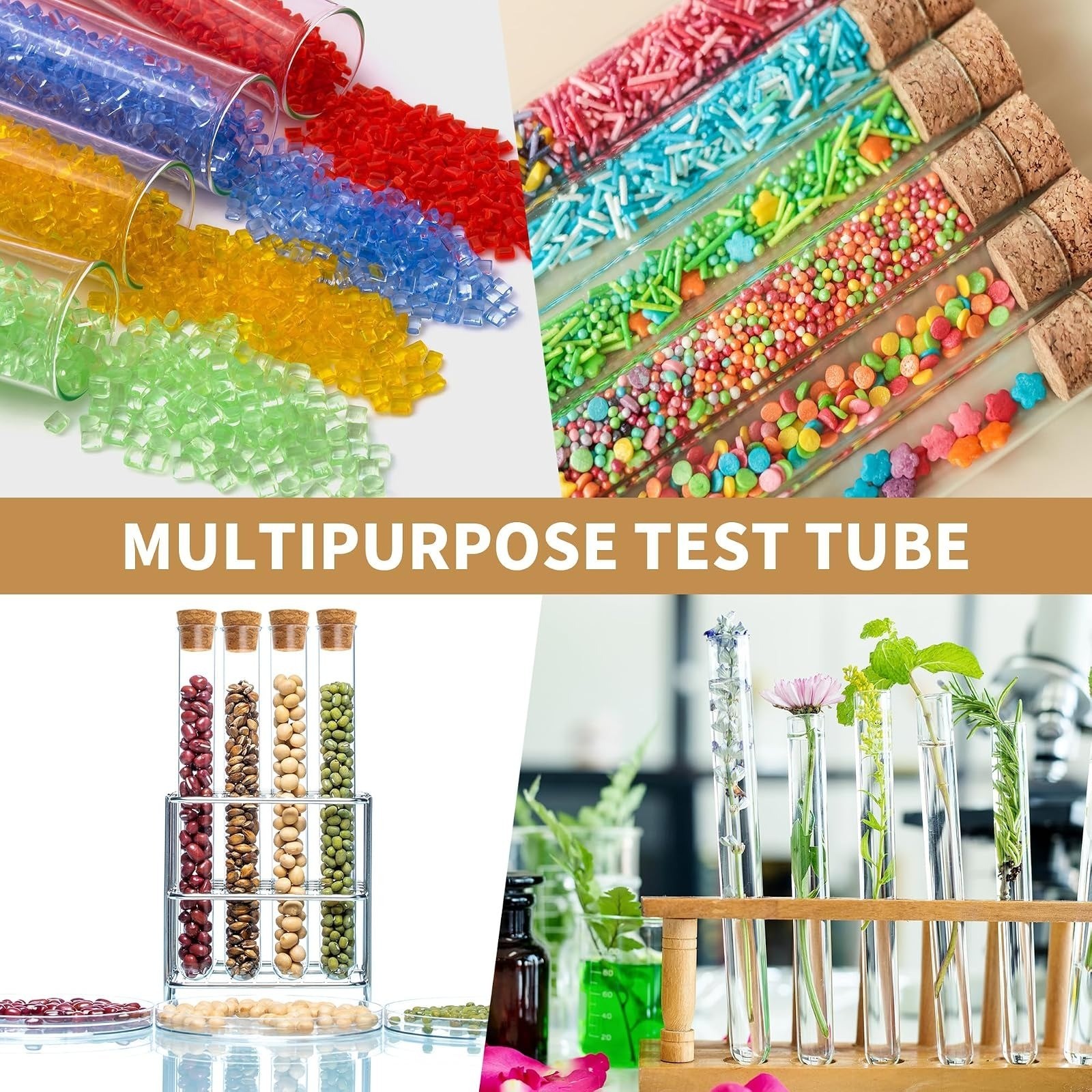 50 Pcs 20ml Test Tubes with Cork Stoppers | Clear Plastic Storage Tubes