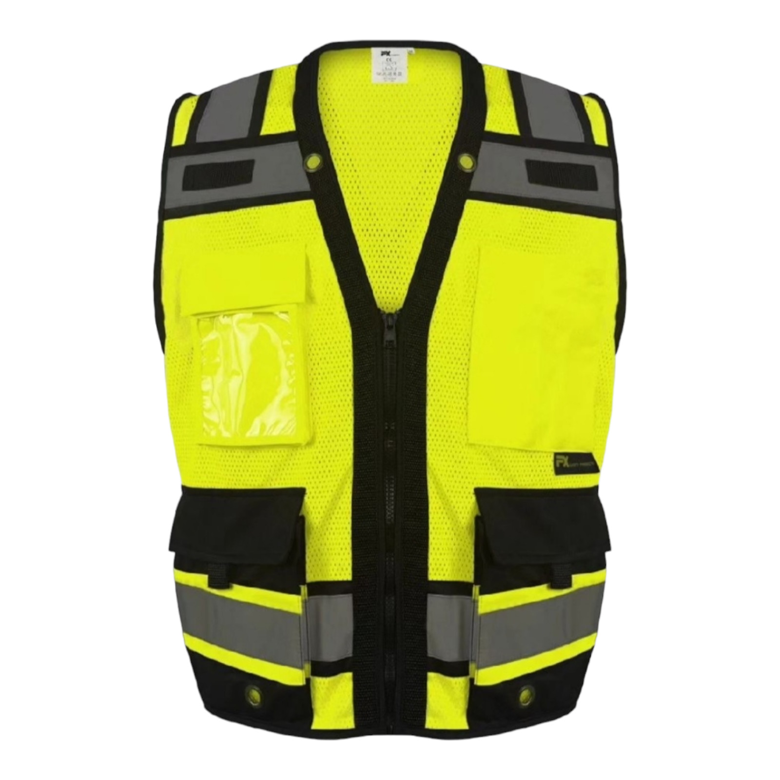 FX Green Surveyors Safety Vest with Zipper, Large Plan Pocket