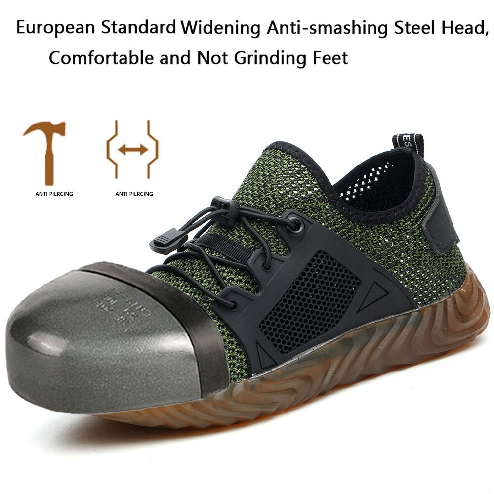 Mens Mesh Safety Shoes Steel Toe Work Boots Indestructible Lightweight Sneakers