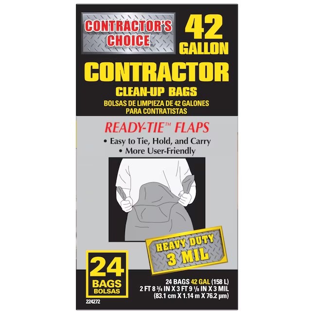 Contractor’s Choice 24-Count 42-Gallon Outdoor Clean Up Construction Trash Bags