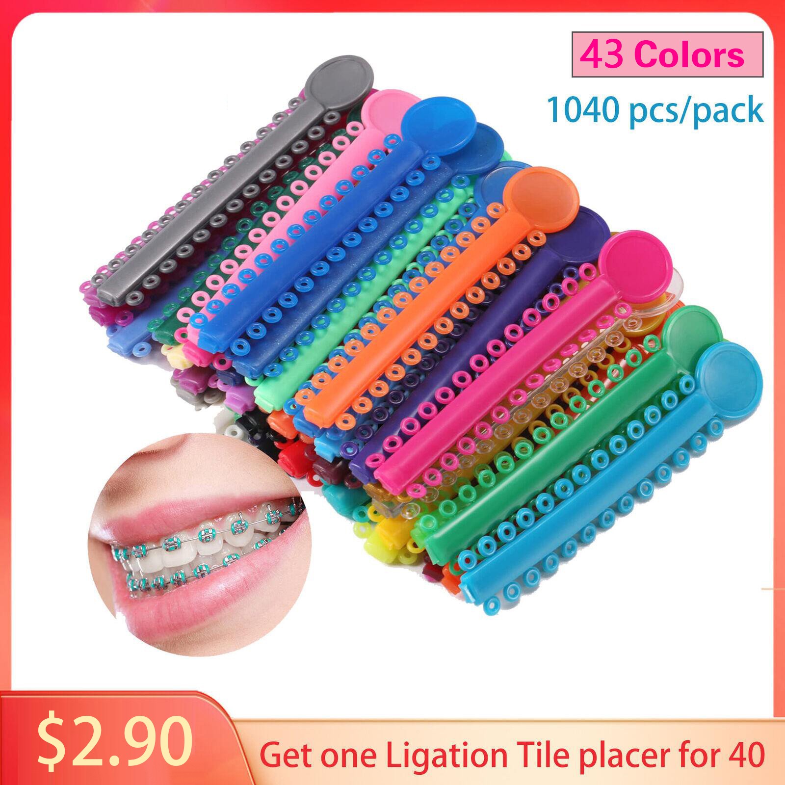 1040 Orthodontic Ligature Ties Elastic Rubber Band Ligadura Ortodoncia Bracket