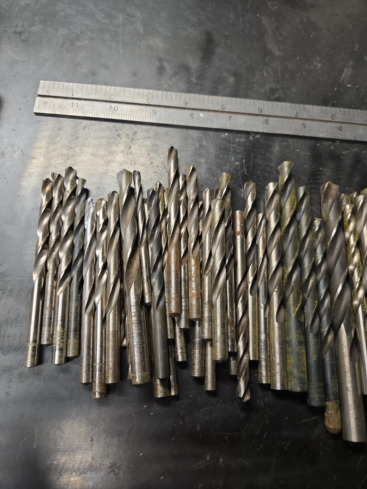 Vintage HSS Drill Bit Lot Machinist USA Mixed Fractional Straight Shank