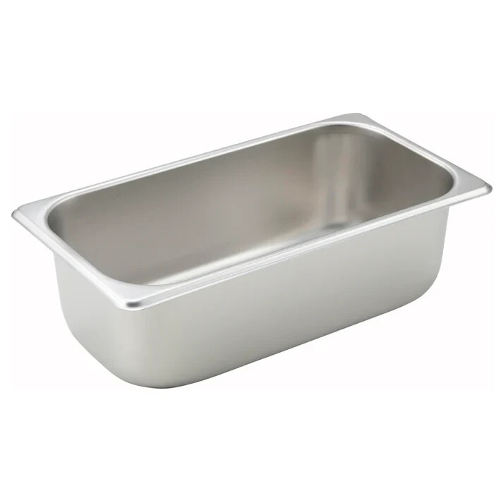 Winco 1/3 Size Pan, 4-Inch,Stainless Steel,Medium, 12.75″D x 7″W x 4″H