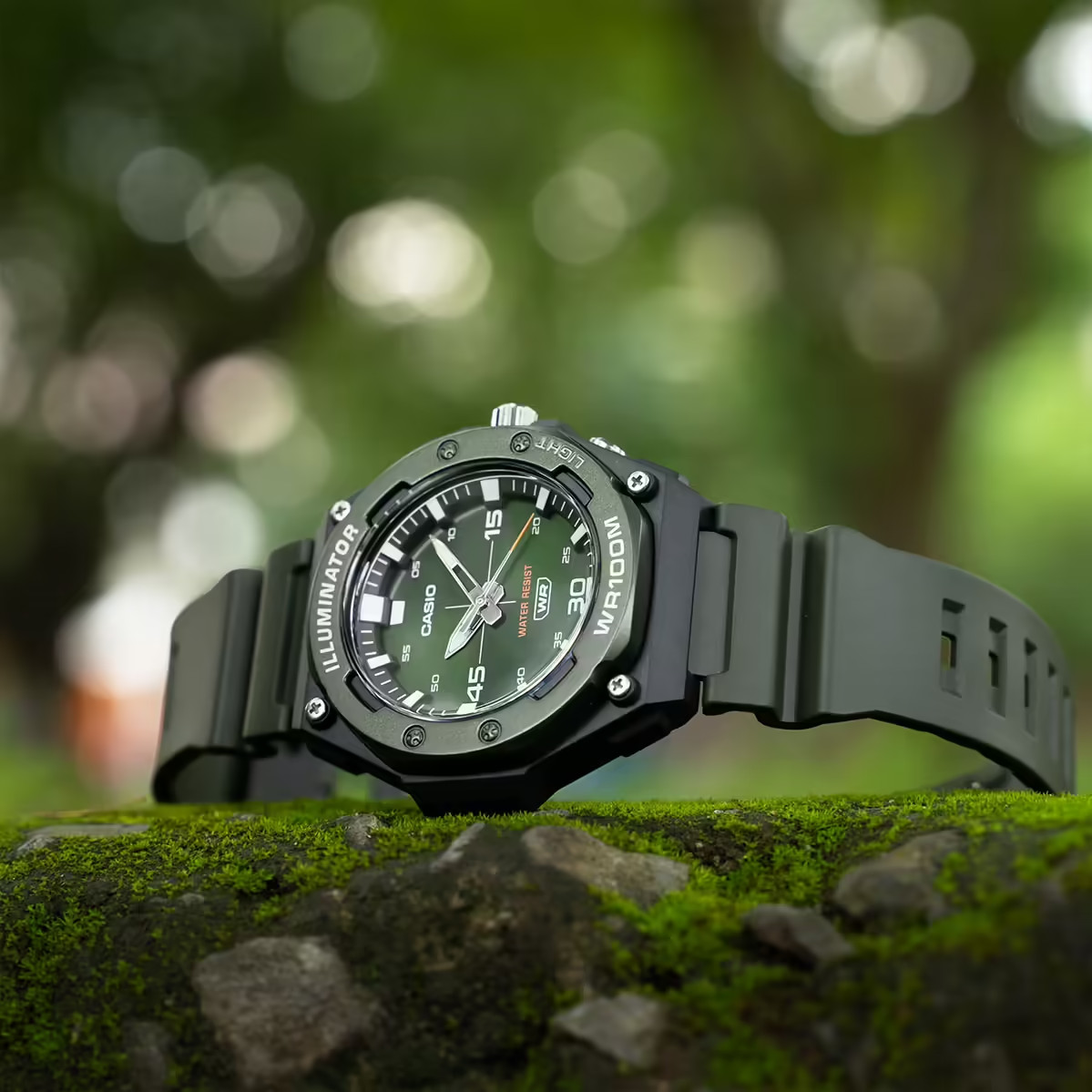 Casio MW-620H-3AV Men’s Green Analog Sport Watch 100M WR LED Light Resin
