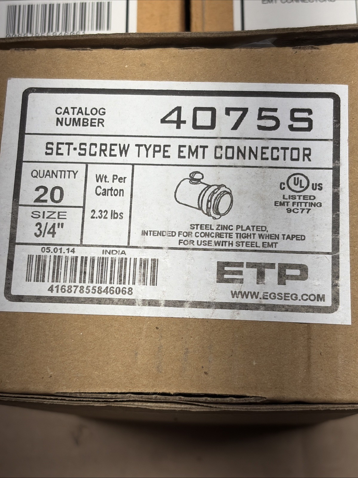 NEW! [Qty-60!] EGS 4075S 3/4” ETP Set-Screw EMT Couplings _FAST SHIPPING!