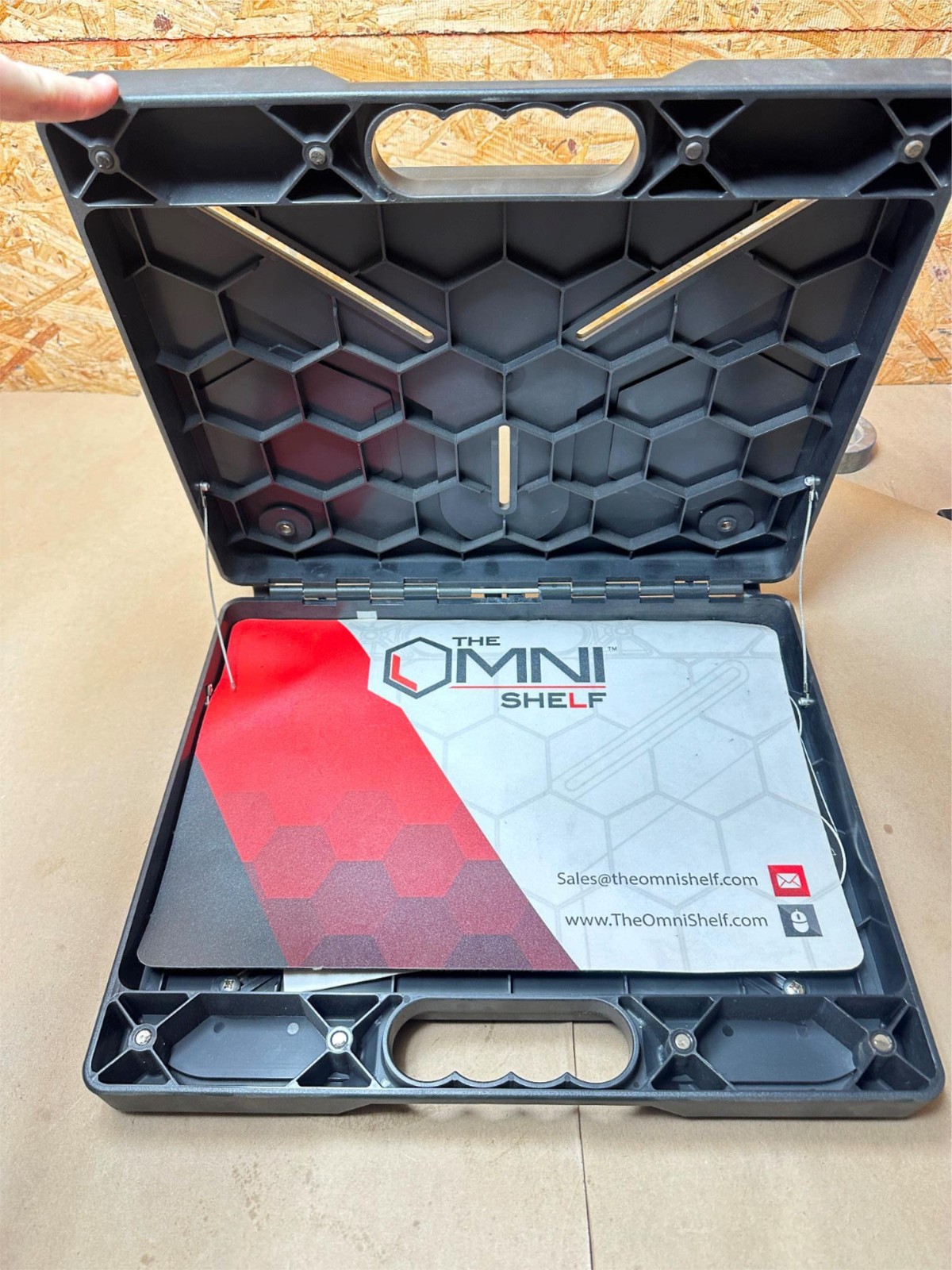 The OmniShelf Portable Magnetic Workstation Toolbox Laptop Stand