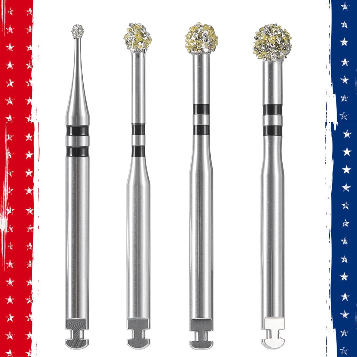 4Pcs Dental Degranulation Burs Osseous Debridement Soft Tissue Removal Diamond
