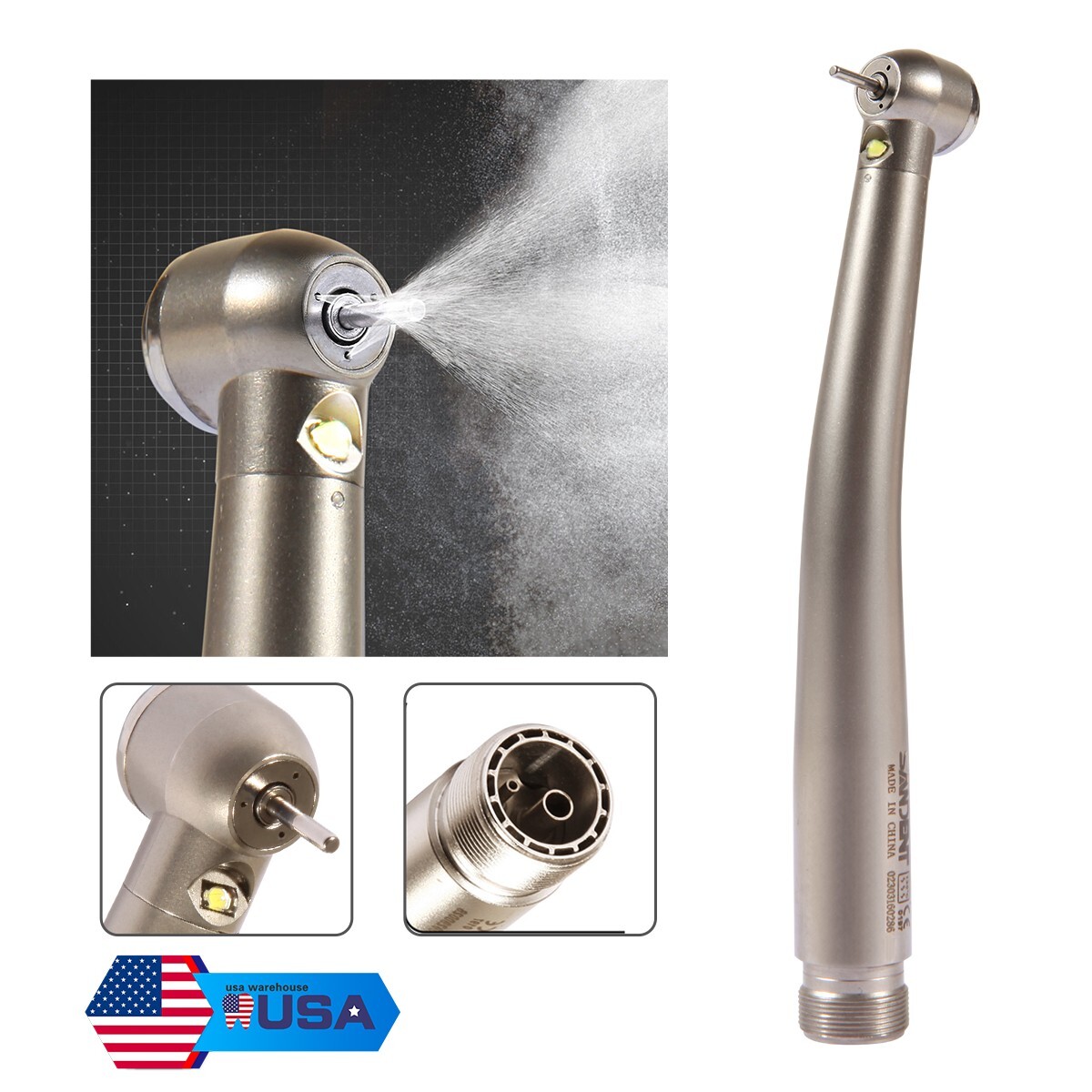 Pieza de mano LED turbina alta velocidad fibra óptica dental estilo NSK 2 Holes