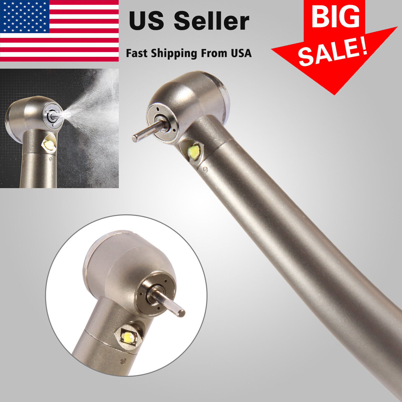 Dental Fiber Optic E-generator LED High Speed Handpiece Turbine 4 HOLE