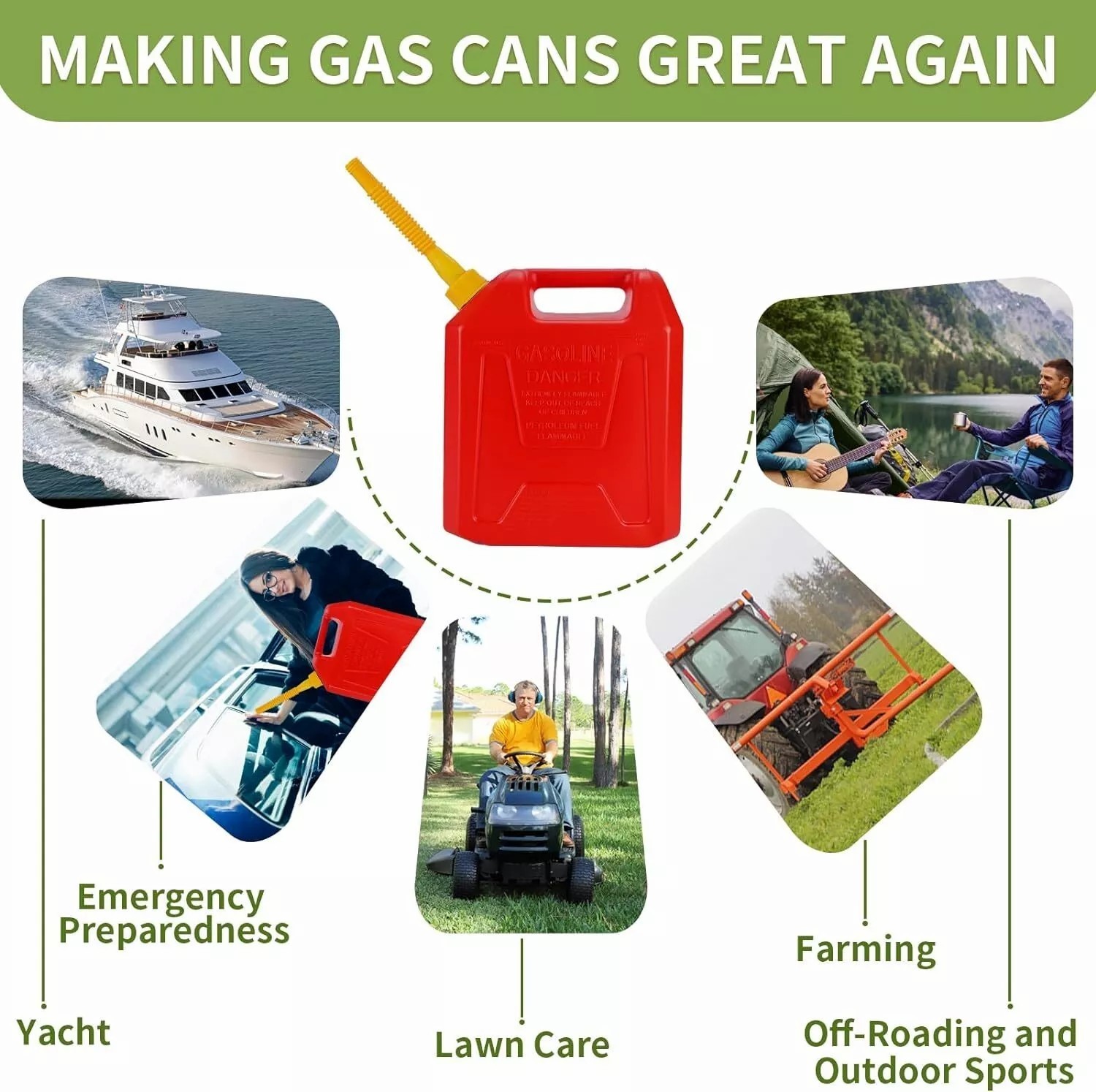 5X Replacement Gas Can Spout Nozzle Vent Kit For Plastic Gas Cans Old Style Caps