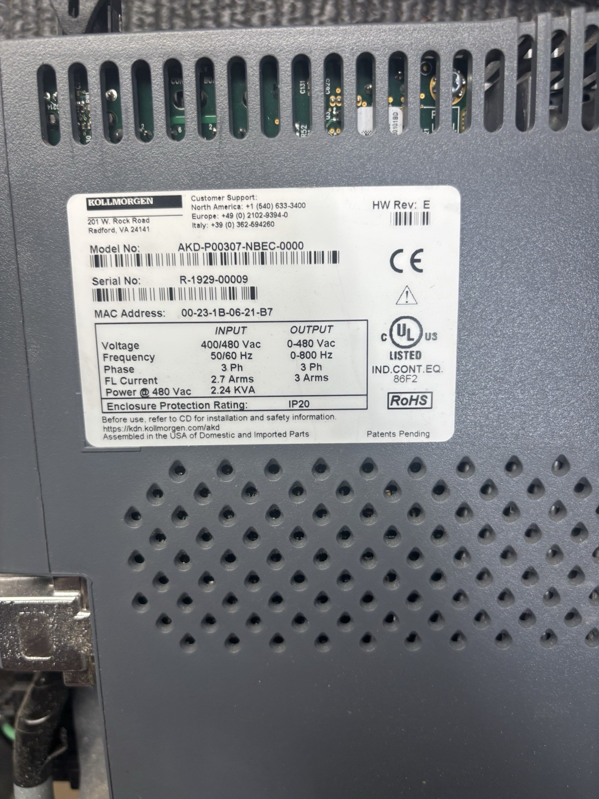 KOLLMORGEN AKD-P00307-NBEI-E000 Servo Drive / Tested Good