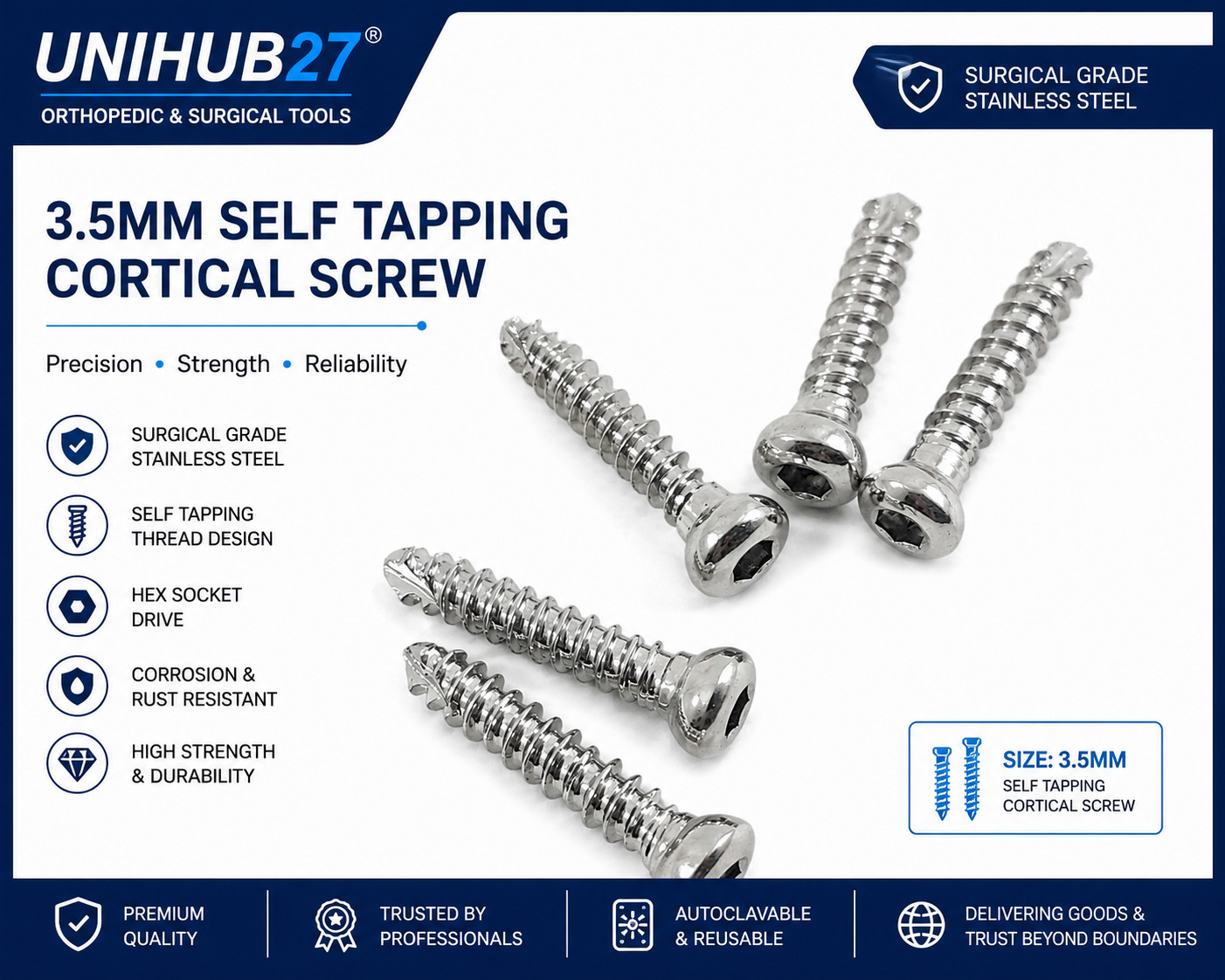 3.5mm Self Tepping 200 pcs Instrument Screw Stainless Steel