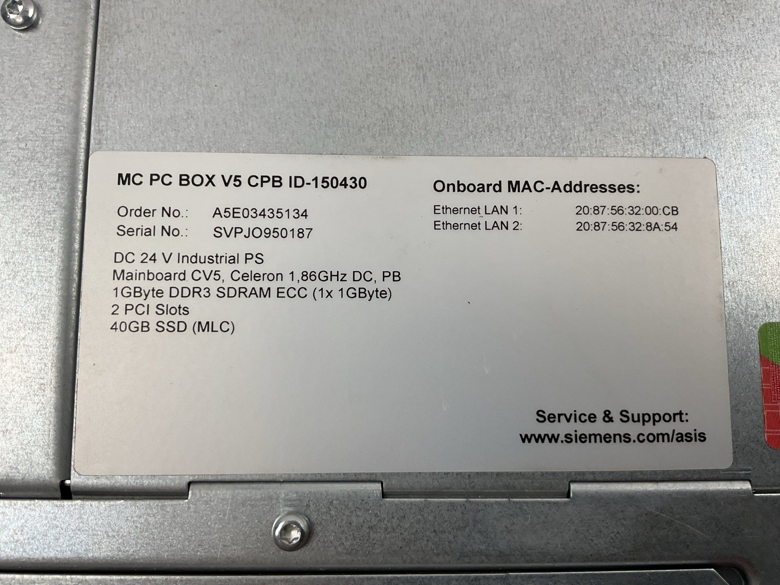 Siemens SINUMERIK PCU 50.5-C 6FC5210-0DF52-2AA0 1.8GHz 1GB CNC 840D Operator