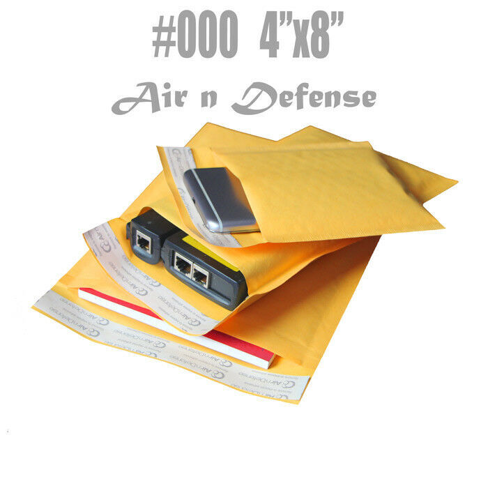 #000 4×8 Kraft Bubble Padded Envelopes Mailers Yellow Shipping Bags AirnDefense