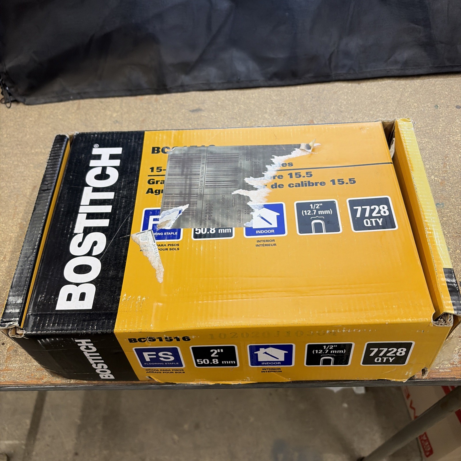 NEW Case QtY 7728 Bostitch BCS1516 1/2” Crown w/2″ Leg 15-1/2 Ga Floor Staples