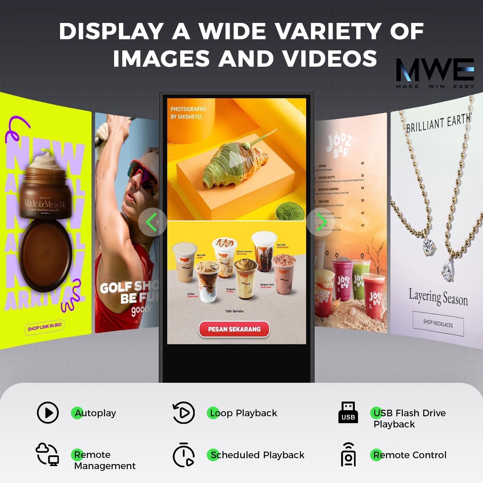 32 Inch Indoor Digital Signage Ultra HD Advertising Display Kiosk with Android
