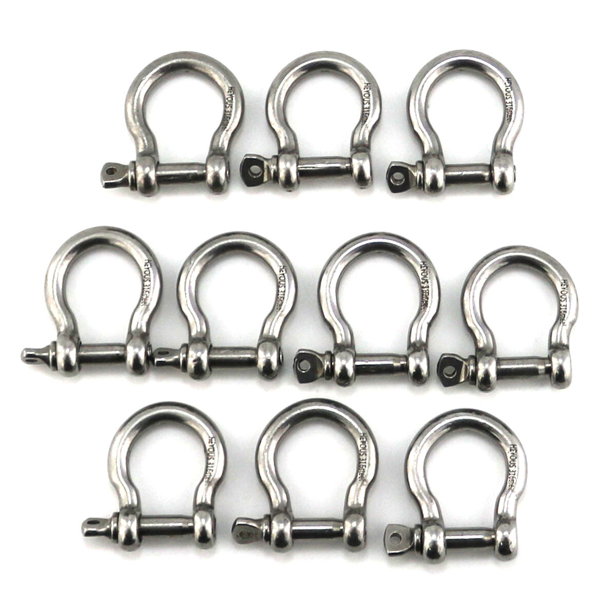 10 Pack 1/5″ Mini Shackle D Rings Stainless Steel Small Anchor Rigging Shackle