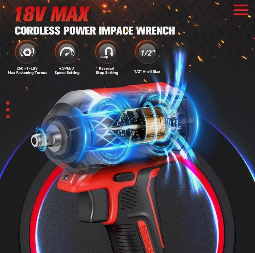 Compatible Milwaukee M18 Fuel 18V Brushless Cordless 1/2″ Impact Wrench USA