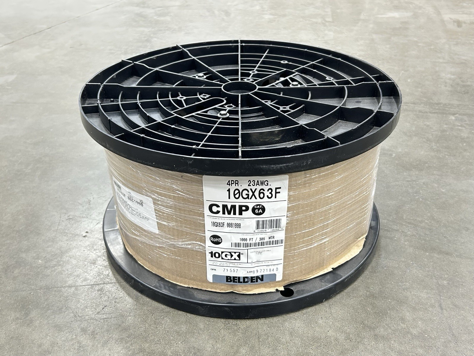 Belden 10GX63F – Cat6A CMP Cable – Gray – 1000 Feet