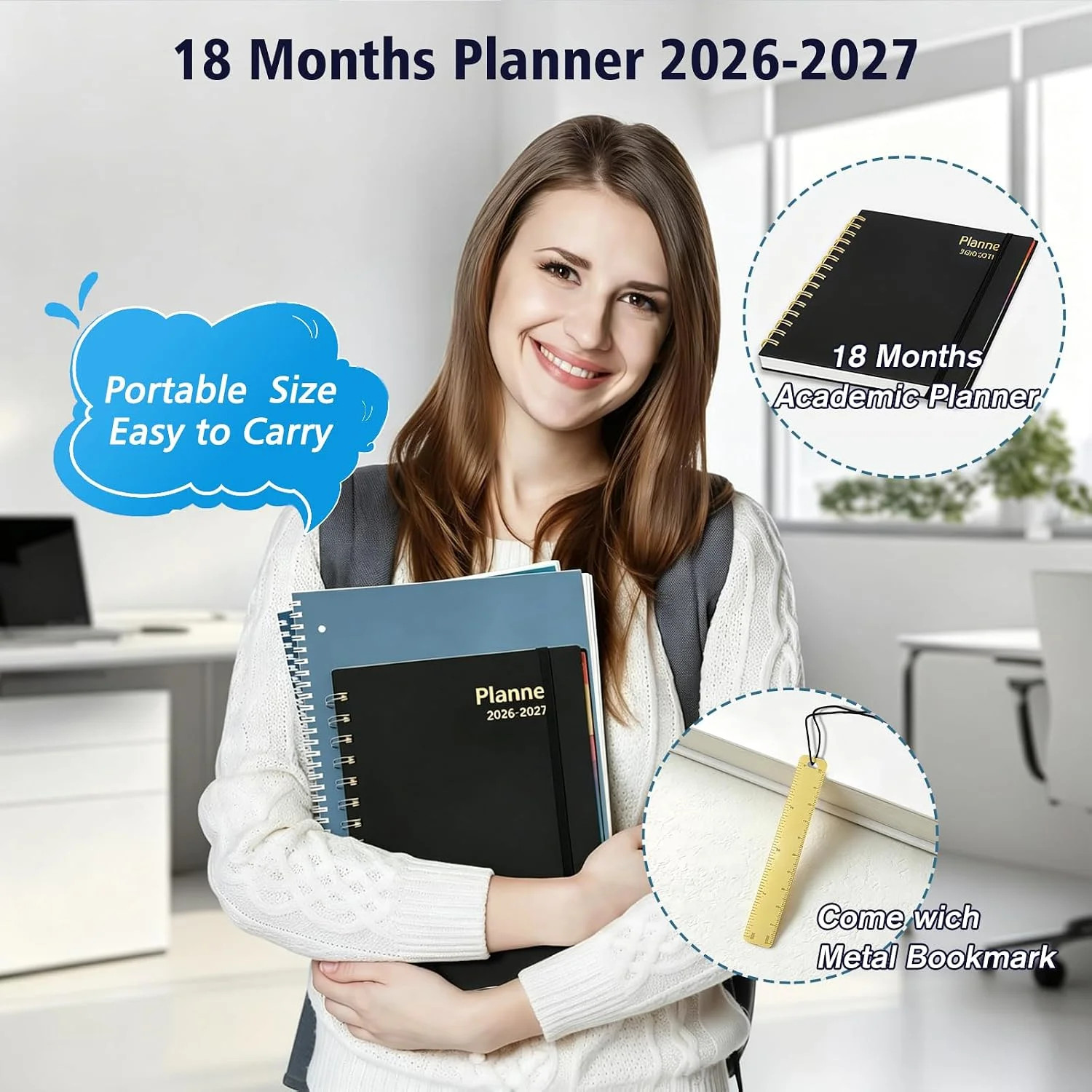 Daily Planner 2026-2027, 18 Month Planner with Tabs, July 2026 – December 2027 W