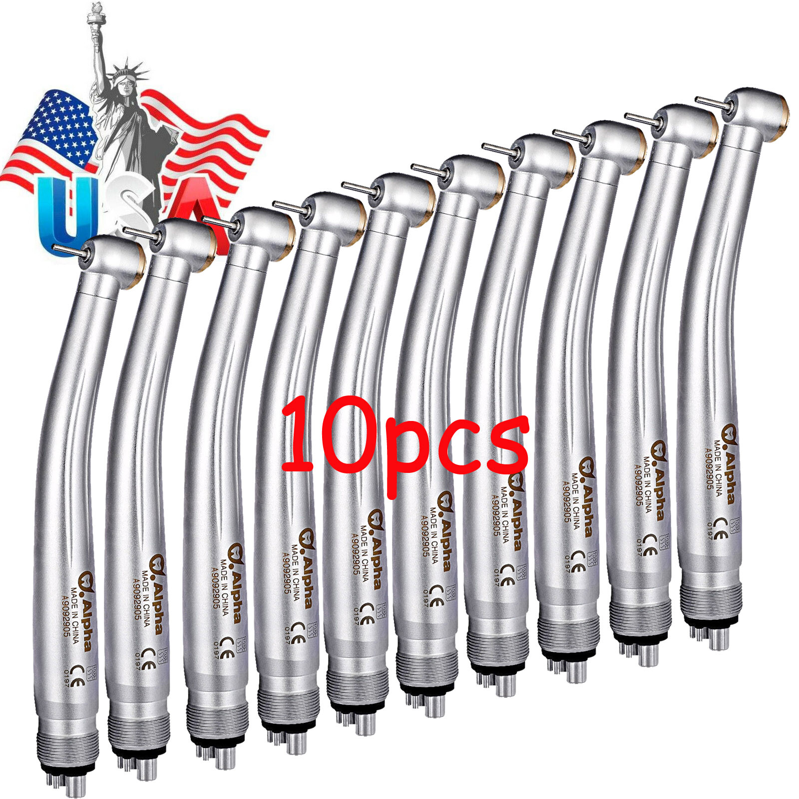 10Packs NSK Style Dental High Speed Surgical Handpiece Push Button Turbine 4Hole