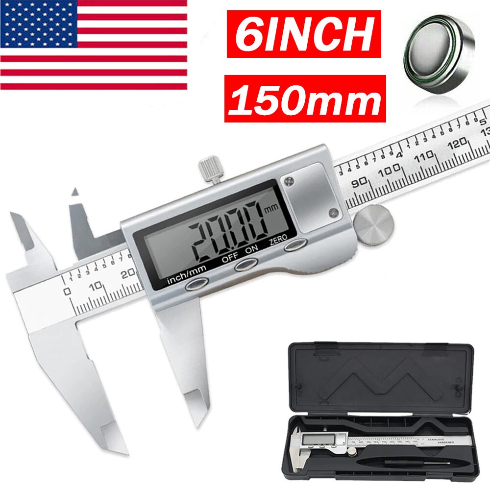 Digital Caliper Micrometer LCD Gauge Vernier Electronic Measuring Tool 6″ 150mm